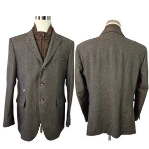 Corneliani Brown San Remo Layered Blazer Sport Coat Inner Vest Italian Wool 40